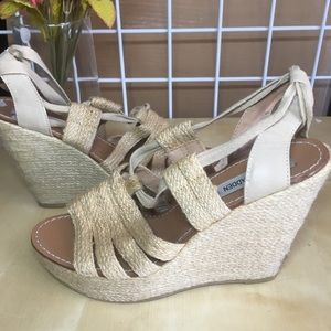 Hardly used STEVE MADDEN ankle strap wedge heels